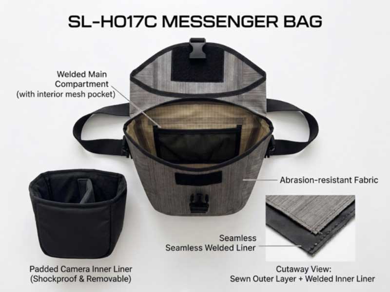 Vedenpitävä Messenger Bag Valmistaja: Hitsatut TPU-laukut kaupunki- ja pyöräilymerkeille
