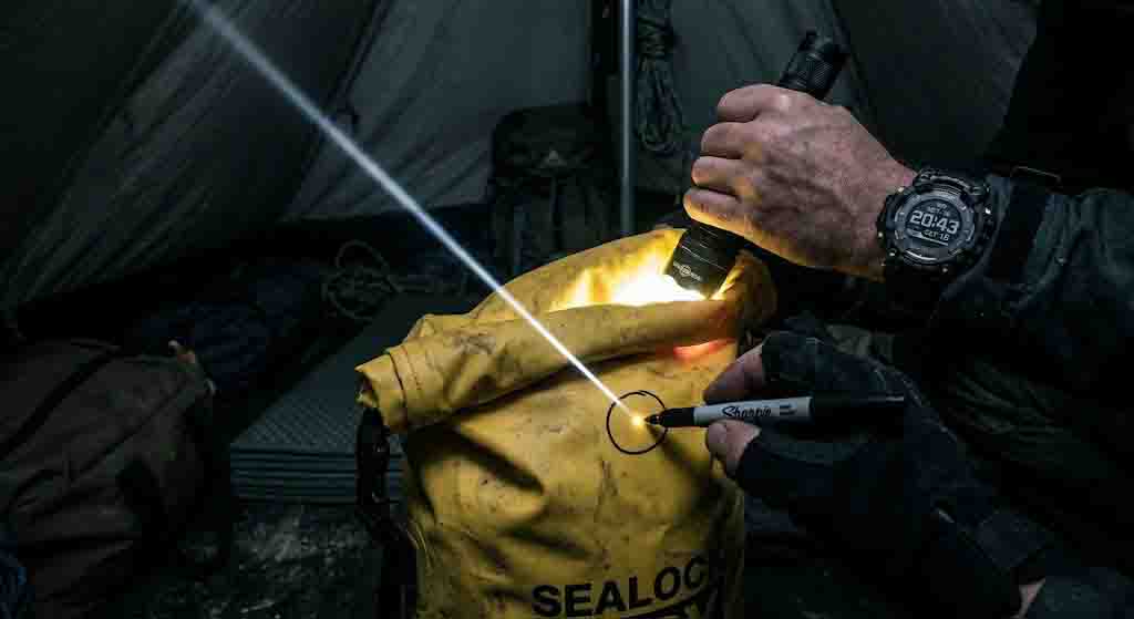 How to use a flashlight inside a dry bag to find hidden leaks and pinholes