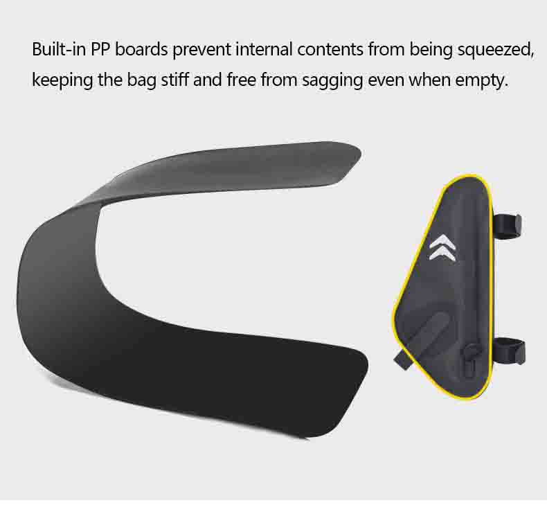 Bicycle saddle bag internal rigid HDPE stiffening plate structure